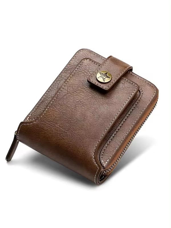 Retro Liten Plånbok i PU-läder för Män, Myntficka Dark brown