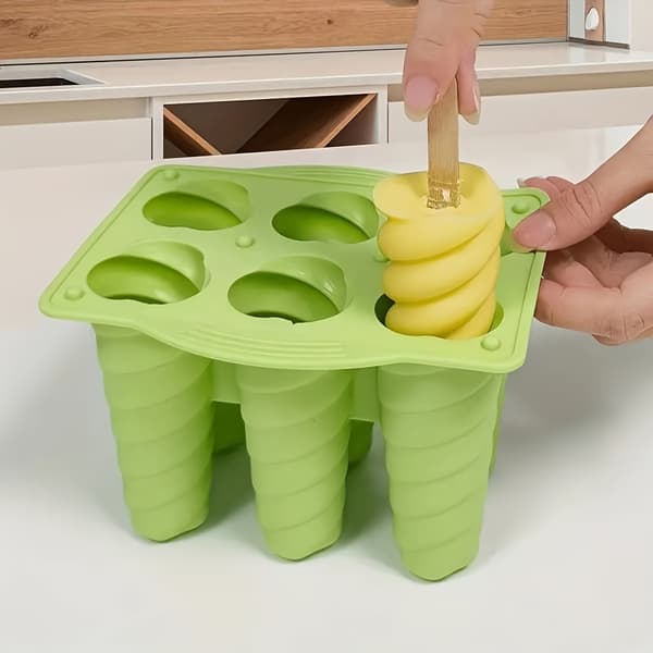 6-hullers silikoneform til is og ispinde - DIY spiralbakke til sommerferie på stranden 1pc
