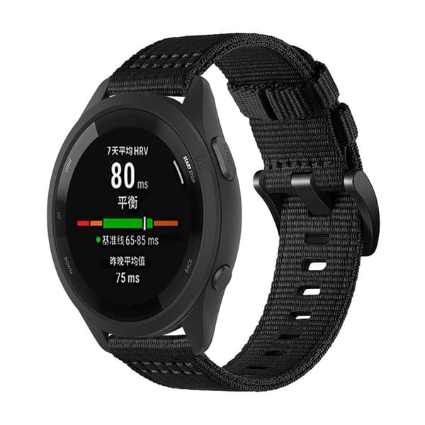Nylon urrem til Garmin Forerunner 255/265/245 Smartwatch Sort M Sort Black M