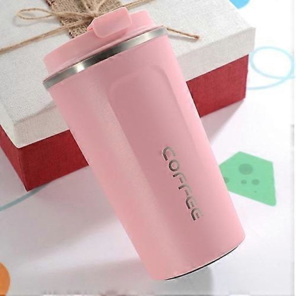 Dubbel rostfri stål 304 Kaffemugg Bil Termosmugg Rese Termokopp 380ml Pink
