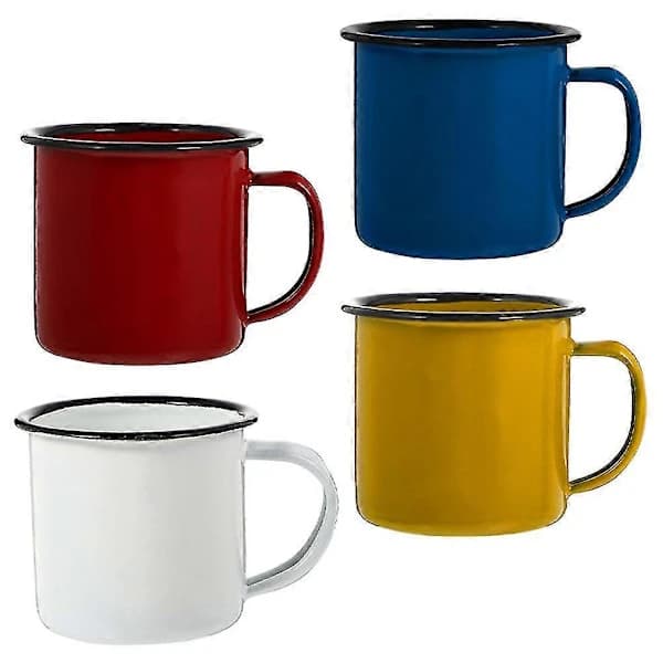 4 emaljmuggar, retro campingmuggar, vattenflaskor, campingkaffe- och mjölkmuggar