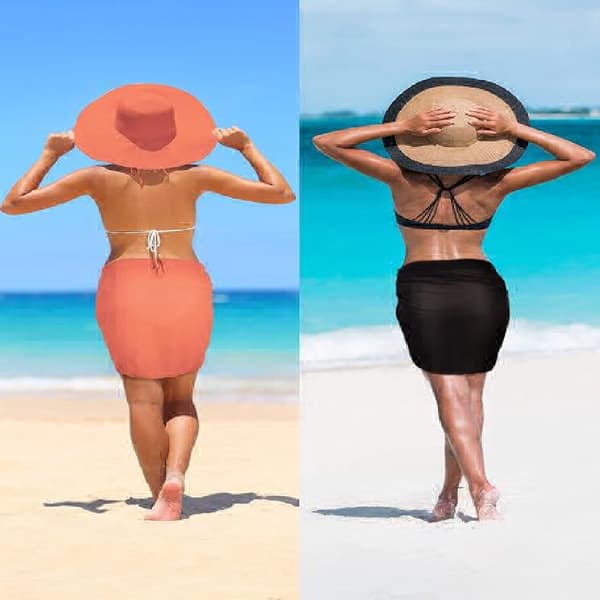 Sort Orange 2-pak kvinders strand sarong bikini wrap nederdele wrap til chiffon badedragt