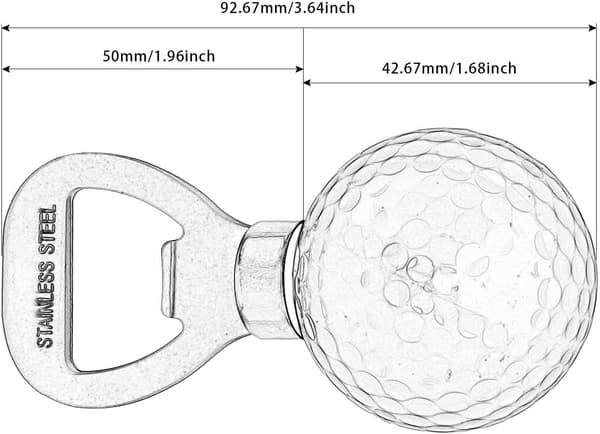 Ølflaskeåbner formet som en golfbold, 92,67 mm rustfrit stål-Orange Orange