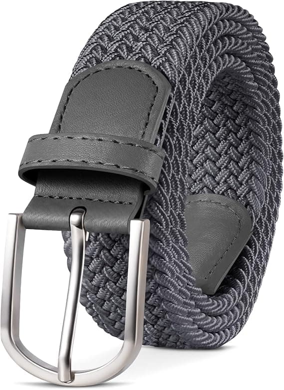 Herrbälte, elastiskt flätat bälte Unisex män kvinnor flätat elastiskt stretchvävt bälte 33 mm (1,25\") grått grey