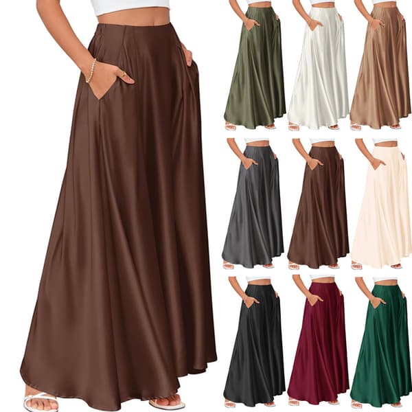 Dame satin A-line nederdel, festnederdel 2 M