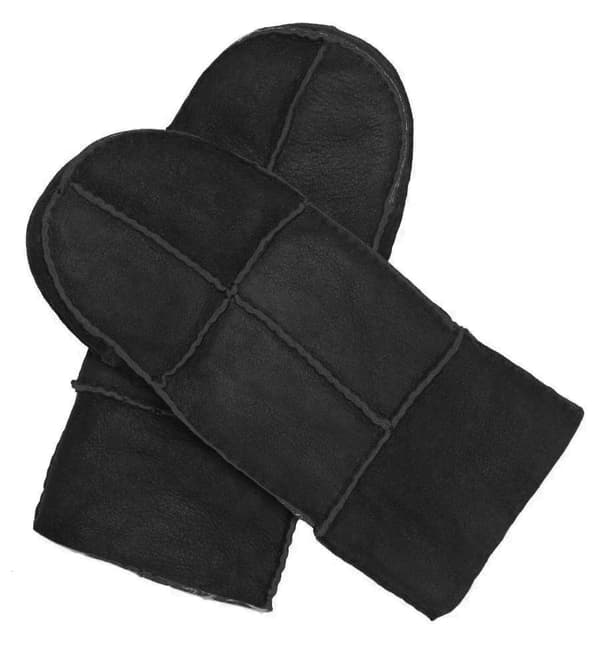 Fåreskinds handsker i ægte læder - Dame Sort Black Small