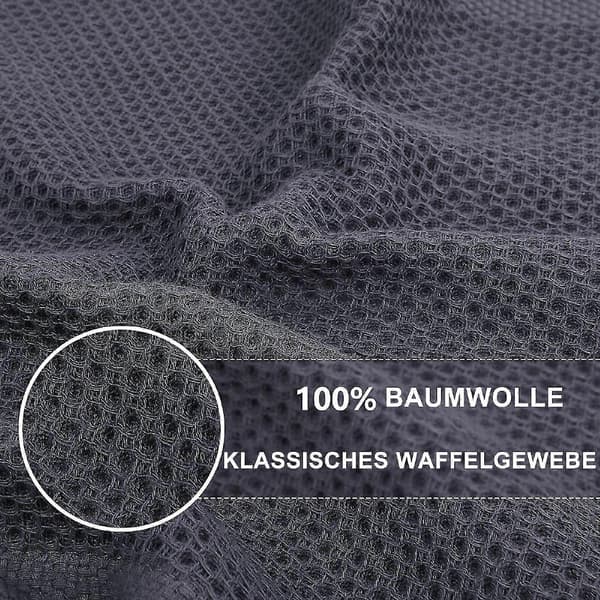 6-pack kökshanddukar i bomullsvåffelväv, ultramjuka absorberande snabbtorkande diskhanddukar mörkgrå Dark gray 34*73cm