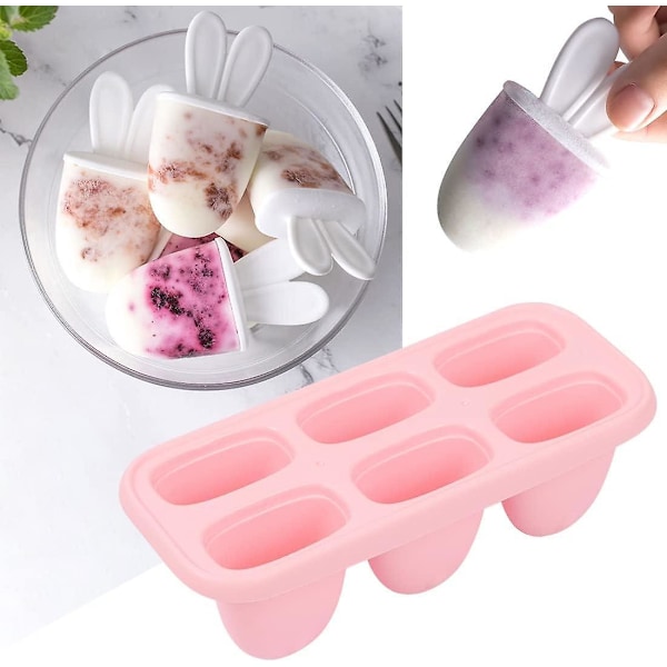 Set med 6 Glassformar med Pinne, Mini Glassform, Denna Isglassform, Vattenis, R