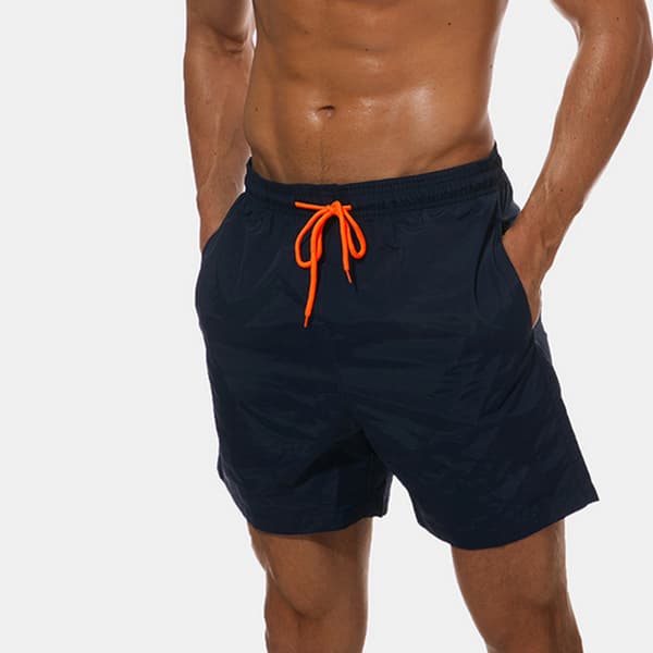 Badeshorts til mænd, hurtigtørrende strandshorts med lommer. Black
