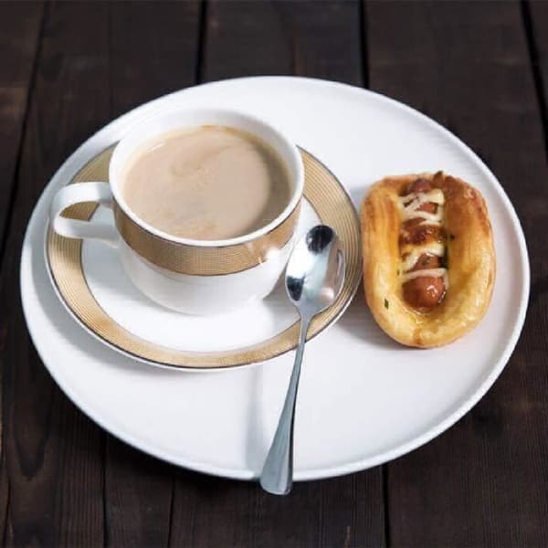 Sæt med 12 små ovale kaffeskeer i rustfrit stål 12cm*2.5cm