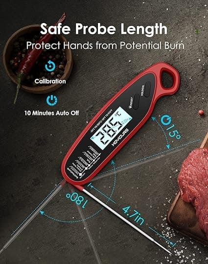 ACY Digital Kökstermometer Direktavläsning Kötttermometer, Lång Sond, Stor LCD-skärm Dual M