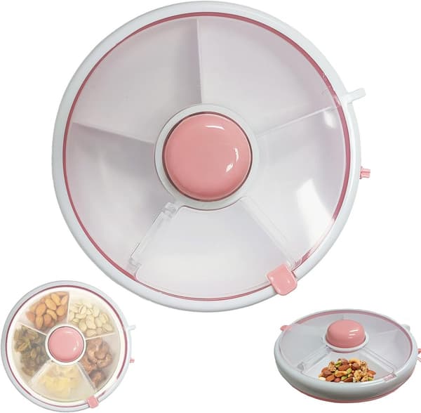 Snurrande - snackssnurra - Rosa - snacksrotator - Återanvändbar - snacksbox - snacksboxar - Snacksbehållare - med - boxar