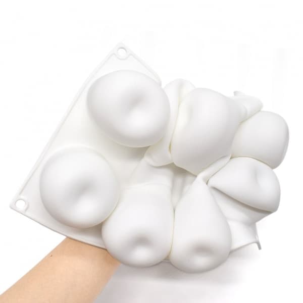 {hw} 8-hulls epleformet silikonform, 3D silikon bakeform for muffins, bakverk, dessert og mousse