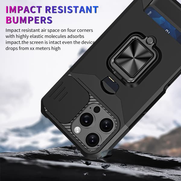 for iPhone 6Plus/7Plus/8Plus deksel med [kortholder][skyvbart kameradeksel][360° roterende ringstativ] Kraftig beskyttende mobildeksel Silver iPhone 6Plus/7Plus/8Plus