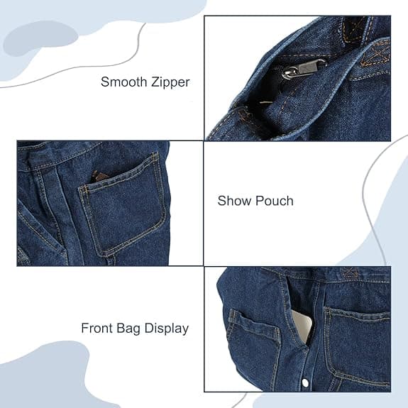 Retro håndtaske i denimstil til kvinder Afslappet Jean Tote Store afslappede denimtasker til piger Dark blue