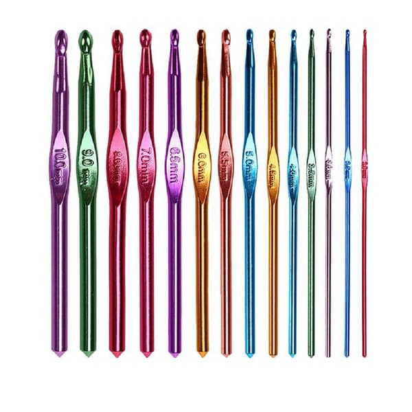 Heklenåler 14 stk i aluminium - Strikkesett - multicolor multicolor