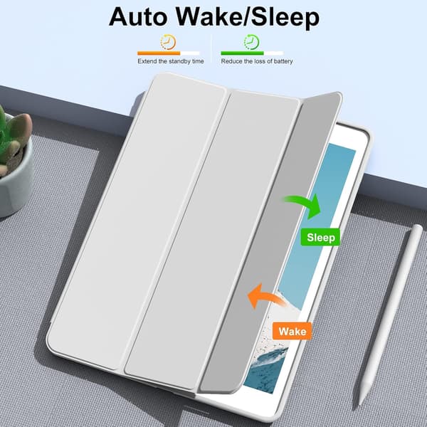 Stand Smart Case med blød TPU-bagside til iPad 10.2\", Auto Sleep/Wake, Grå grey