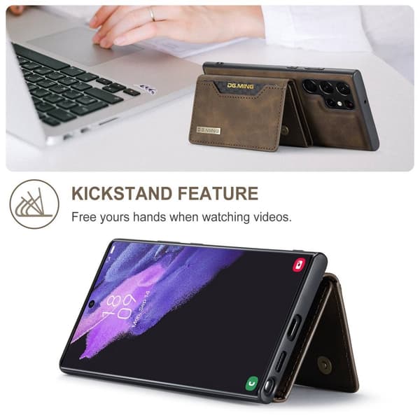 DG.MING Galaxy S23 Ultra Etui Med Magnetisk Tegnebog Brun 95