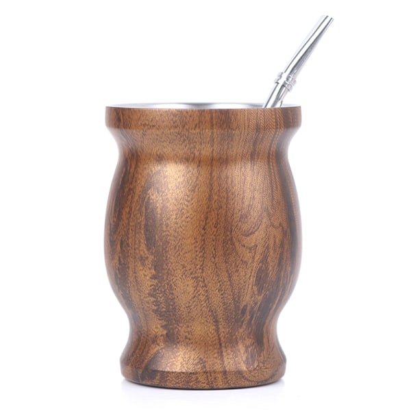 Yerba Mate Kopp 304 Rostfritt Stål 237ml Argentinsk Yerba Mate Brown