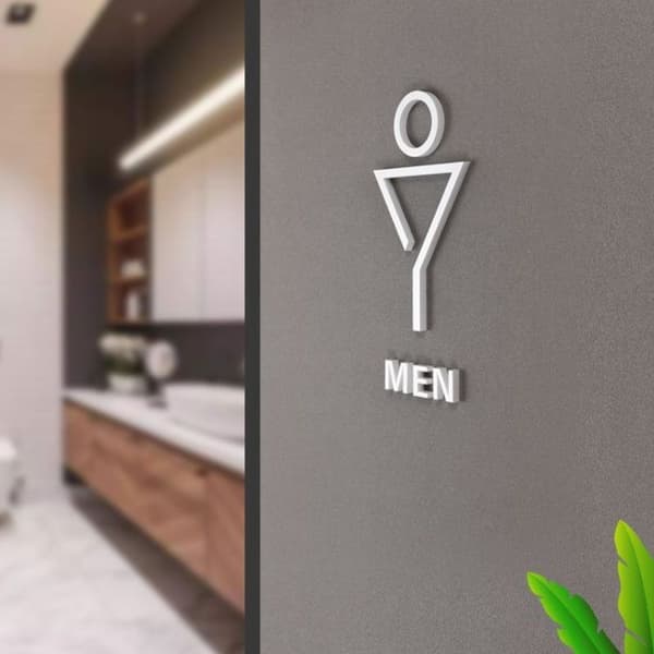 19 x 14 cm, Personligt toiletskilt, Toiletskilt - Slips - Guld, Mænd og