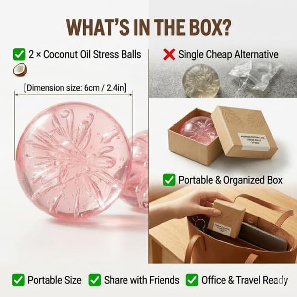 4-pak kokosolie Squishy - Stressbold med kokosolie