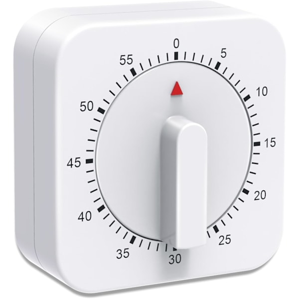 Kökstimer, 60 Minuter/1 Timmes Nedräkningslarm Påminnelse Äggtimer Vit Fyrkant Uppdragbar Mekanisk Timer för Bakning Kokning Äggkokare Lärare