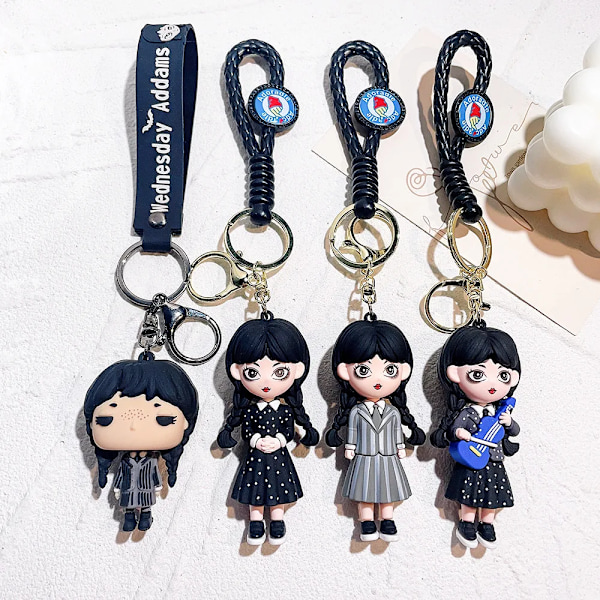 Wednesday Addams Nyckelring Docka Skräck Husdjur Handdocka Nyckelring Tillbehör Väska Hänge Pojke Flicka Gåva - spot sale 18