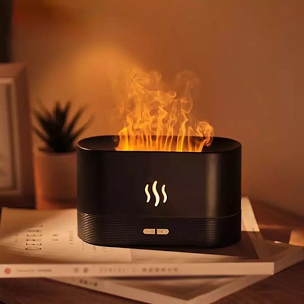 Flammande Aromaspridare med Visuella Lågor Vit