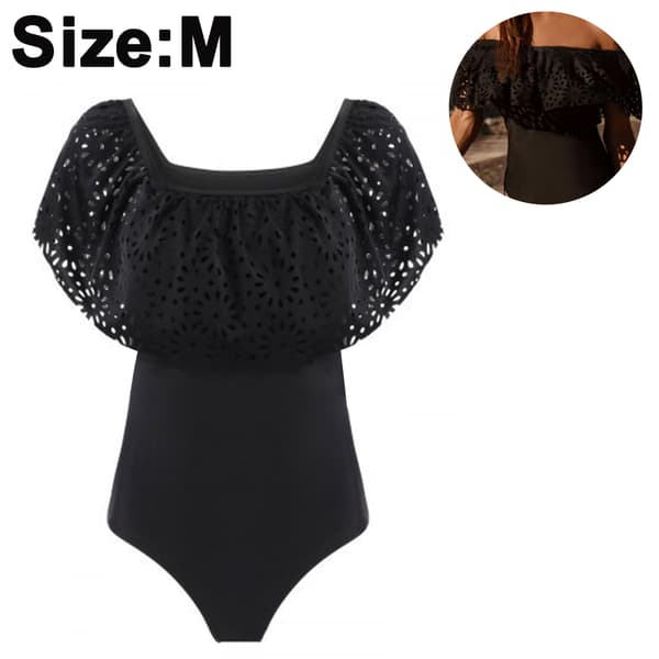 Crop Top Off Shoulder Ruffle Badedrakt for Kvinner M