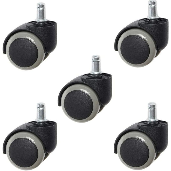 5-pack hjul, tysta universella kontorsstolshjul, stolhjul, för stolhjul hårda golv, rullande hjul (grå)