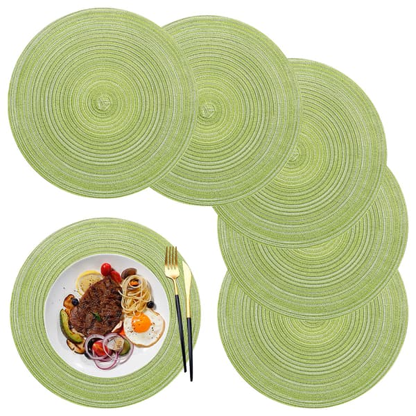 6 pyöreän pöytätabletin setti, PP-punos, 36 cm (vihreä)