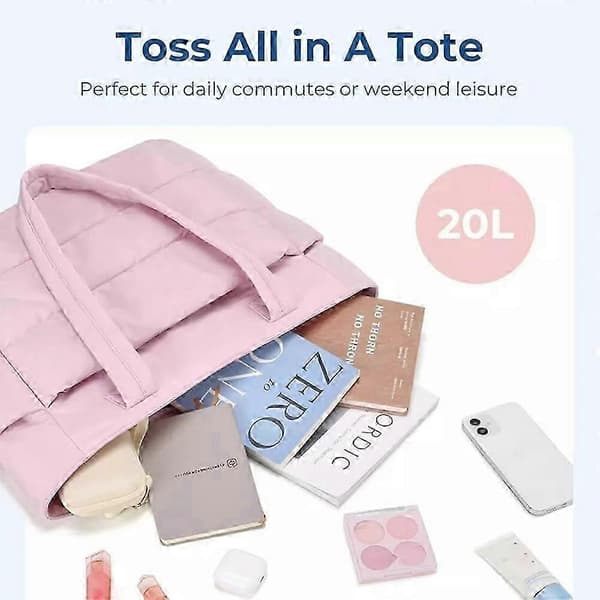 Letvægts puffy mulepose, damemulepose med rum, skuldertaske beige
