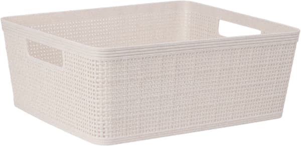 Korgförvaring Beige Flätad Plast 35x29x13 cm Beige beige