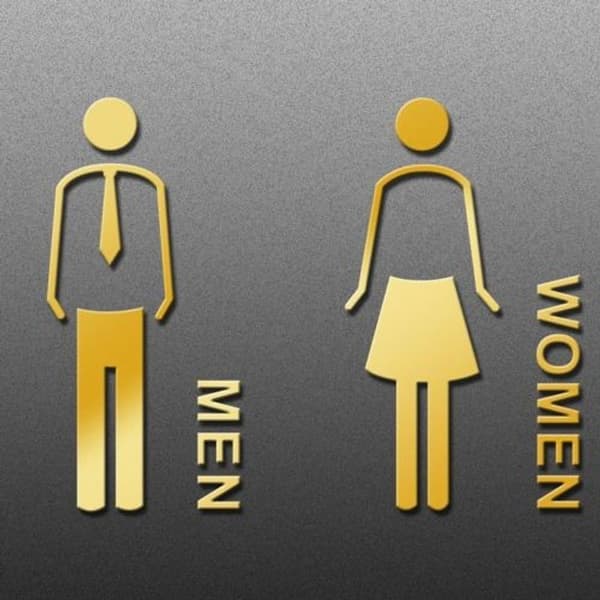 19 x 14 cm, Personligt toiletskilt, Toiletskilt - Slips - Guld, Mænd og