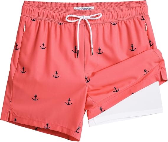 Badbyxor för män med kompressionsfoder, stretchiga strandshorts, snabbtorkande boardshorts