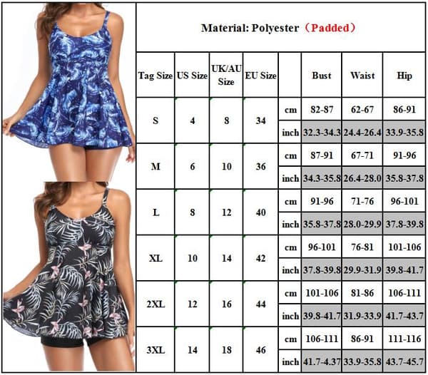 am Oversize Tankini Tropical inde & Shorts Summer Beach D D L