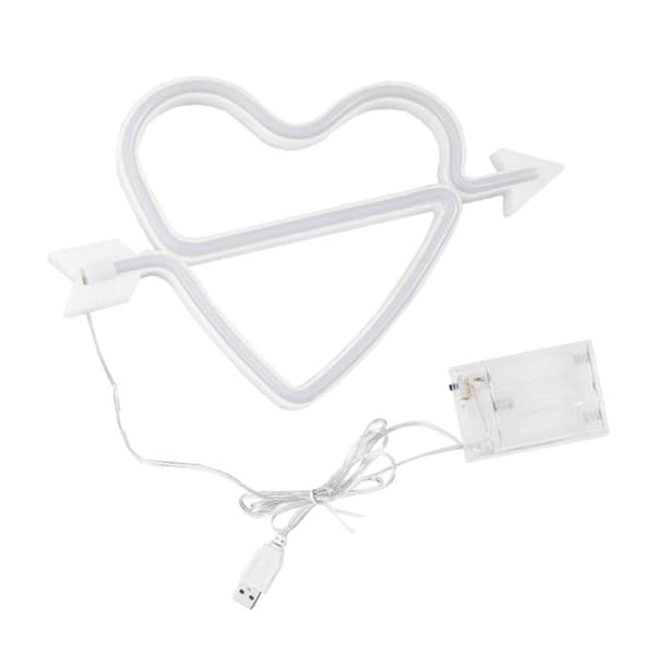 Hjärtformade neonskyltar USB/batteridriven väggdekor i akryl