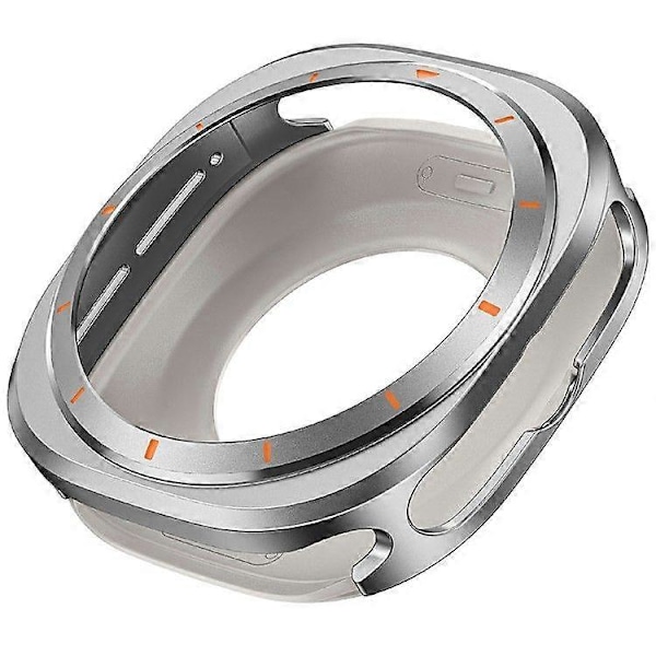 Skyddsfodral för Samsung Galaxy Watch Ultra 47mm, Klockram i PC av aluminiumlegering Grey Orange