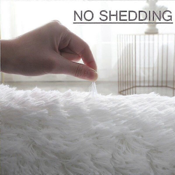 Mjuk Rund Matta Fluffiga Vita Mattor för Vardagsrum Mjuk Heminredning Sovrum-WELLNGS Wh Diameter 140cm White