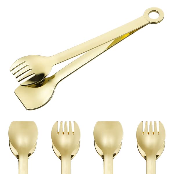 Premium Små Serveringstænger - 15 cm Rustfri Forretstænger, Sæt med 4 Gold