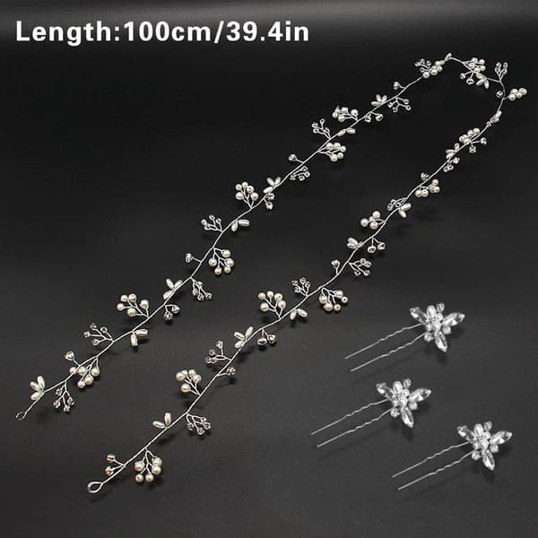 1PC Bryllupshårvin Hårbånd, Rhinestone Perle Hårvin Fletning