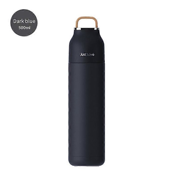 500ml kaffe resemugg termos inbyggt lock kopp rostfritt stål termospotta present kontorsmugg Dark Blue