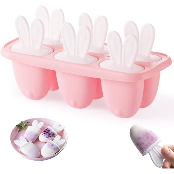 Set med 6 Glassformar med Pinne, Mini Glassform, Denna Isglassform, Vattenis, R