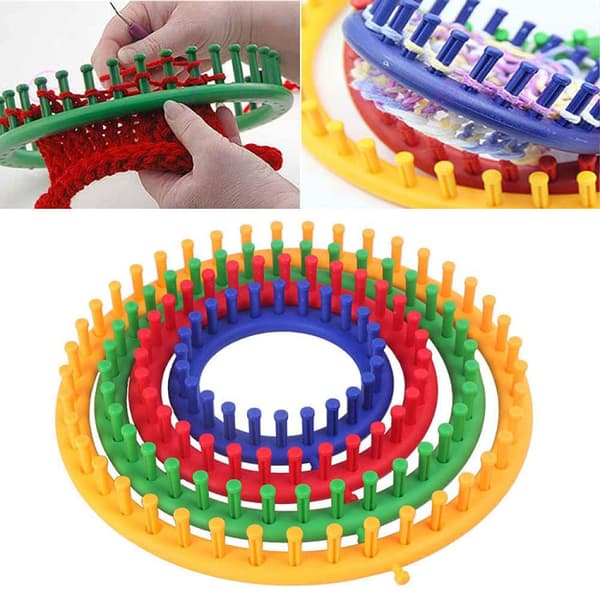 Væve- og flettesæt med runde plastformer - 4 størrelser