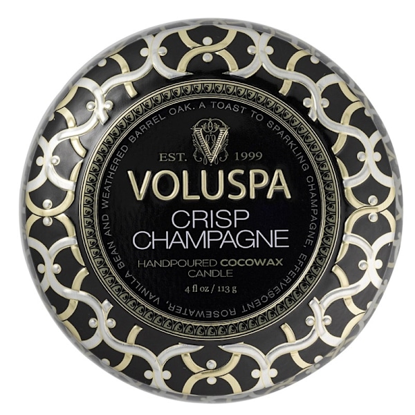 Dekorativt Tennljus Crisp Champagne 113g Black Svart