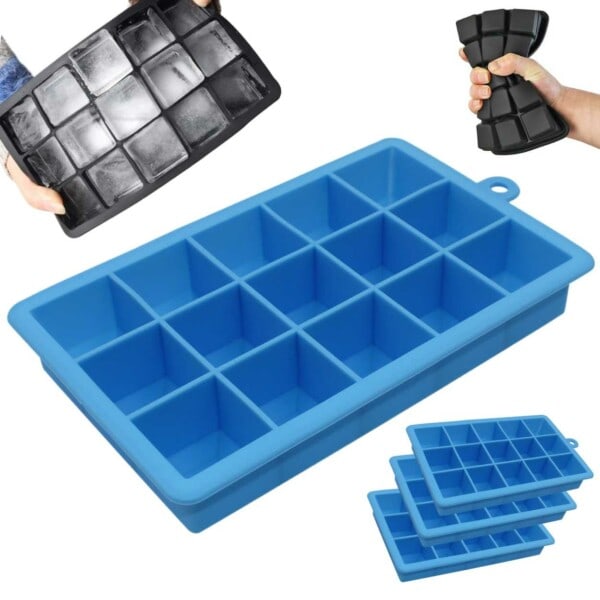 3-pack silikon isform 15 iskuber blå blue