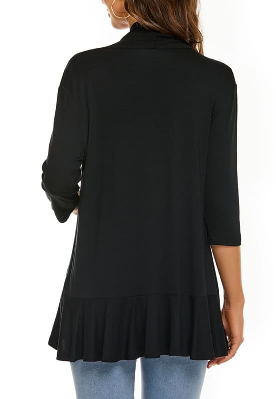 Dame sommer cardigan let blød dametop Sort Black M