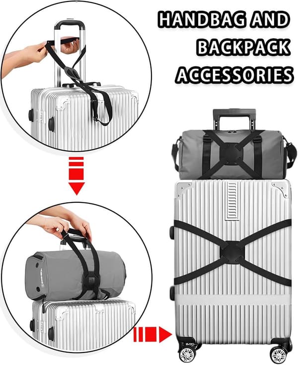 stk - Bagagestropper Kuffert Justerbar Rem Rygsæk Bungee Forbindelse Multifunktionelt Tilbehør Længde 70-240cm til Tasker, Kufferter Sort_yu
