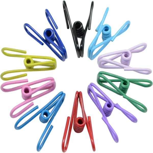 30 stk metallklemmer PVC-belagt høy elastisitet for klesklyper binders matklyper
