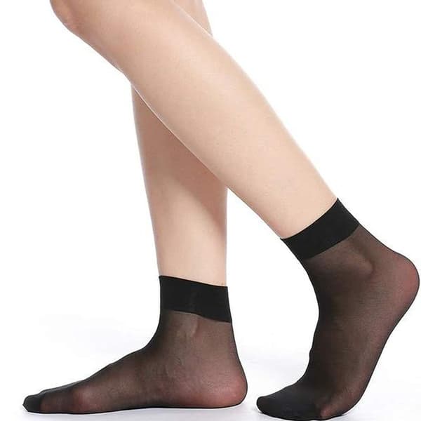 10-pack nylonstrumpor för kvinnor, transparenta, svarta, KLB